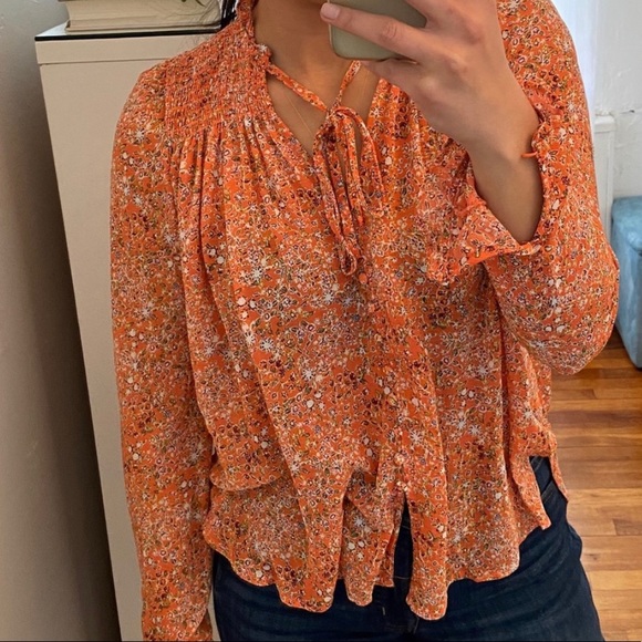 Free People Tops - 🌟NWT Free People Lela coral combo blouse